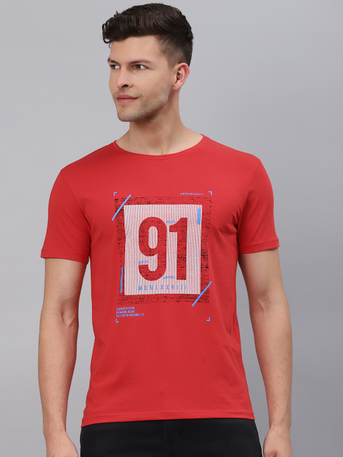 

Pierre Carlo Men Red Typography Printed T-shirt