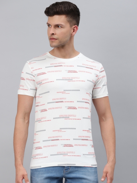 

Pierre Carlo Men White & Red Typography Printed T-shirt