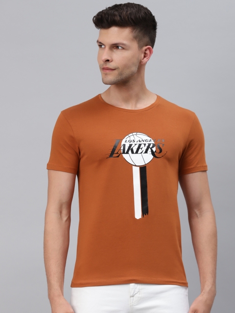 

Pierre Carlo Men Rust Brown Los Angeles Lakers Printed T-shirt