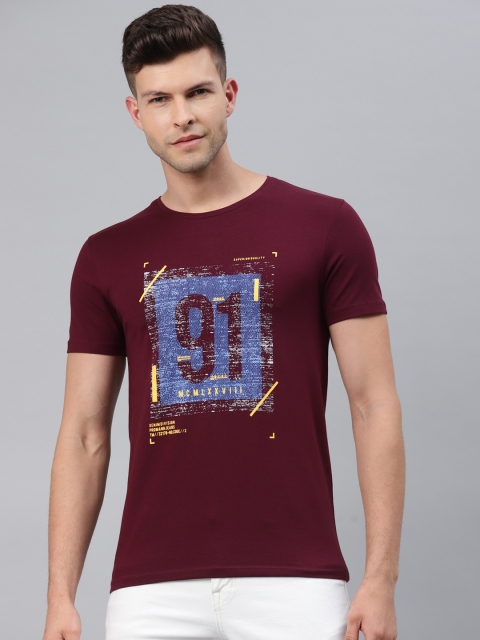 

Pierre Carlo Men Maroon Typography Printed T-shirt