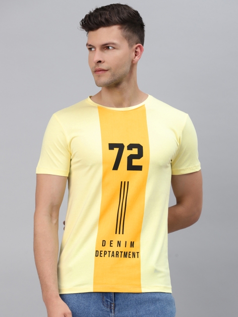 

Pierre Carlo Men Yellow Typography Printed T-shirt