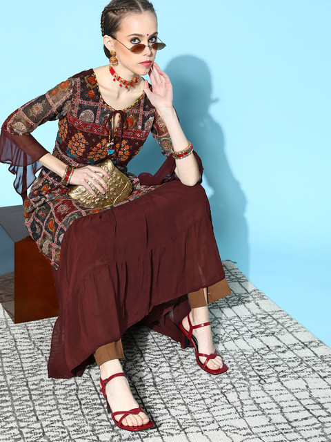 

ZOLA Charming Maroon Georgette All in the Details Kurta