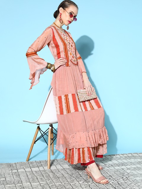 

ZOLA Attractive Peach Georgette Bling It On Kurta
