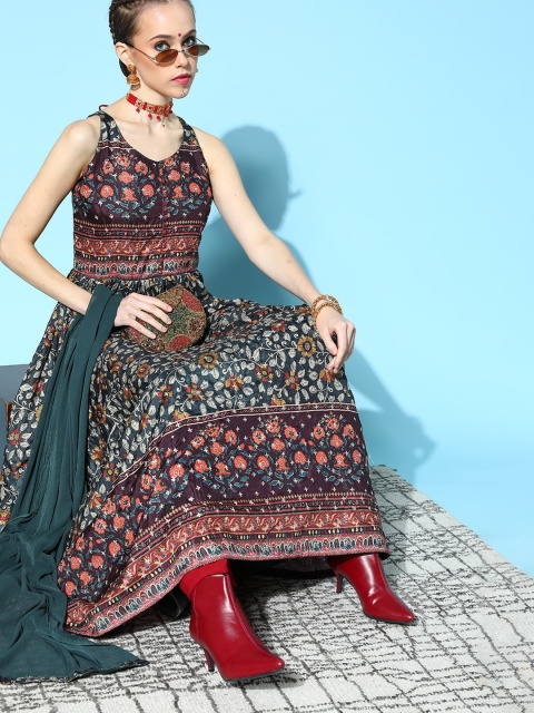 

ZOLA Women Deep Burgundy Ethnic Motifs Gown for Days