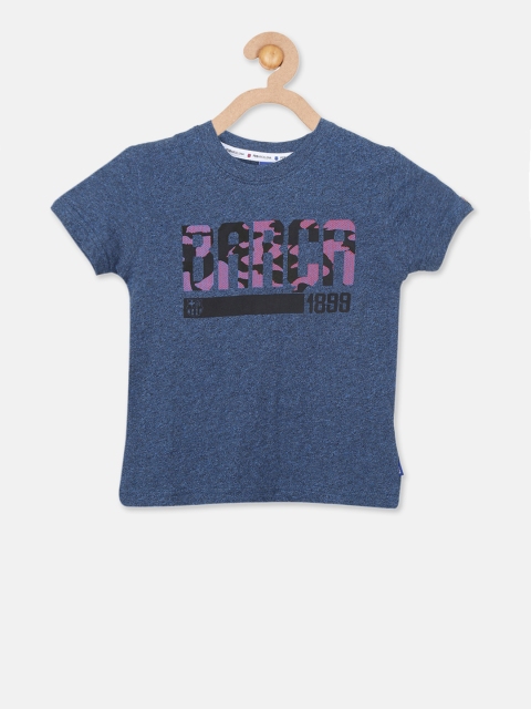 

Barcelona Boys Blue Printed FCBAKT5 Round Neck T-shirt