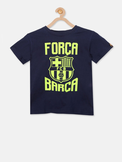 

Barcelona Boys Navy Printed FCBAKT10 Round Neck T-shirt, Navy blue