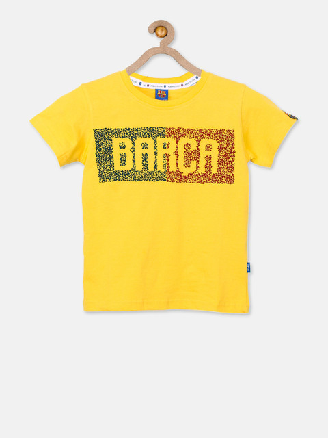 

Barcelona Boys Yellow FCBAKT25 Printed Round Neck T-shirt