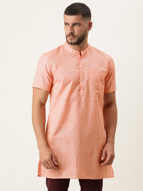 

IVOC Men Pink Solid Straight Kurta