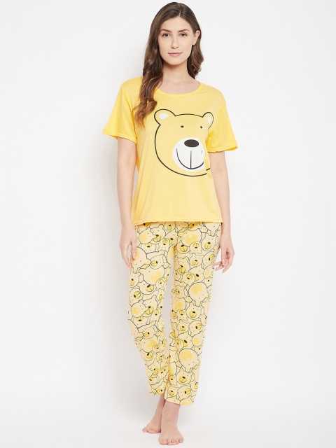 

Camey Women Yellow & Black Printed Night suit