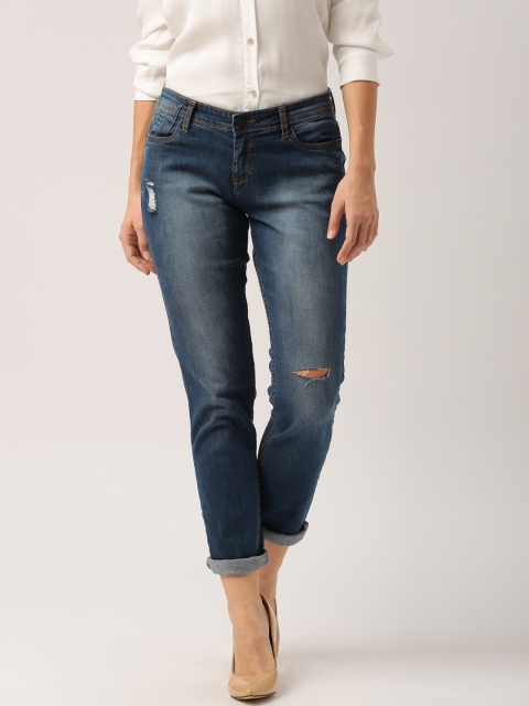 all about you Women Blue Straight Low-Rise Distressed Jeans