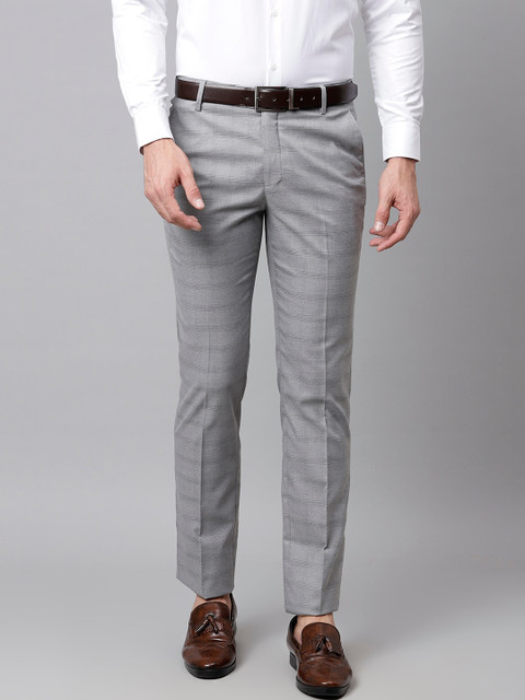 

Richlook Men Grey Checked Smart Easy Wash Formal Trousers