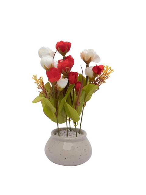 

MARKET99 Red & Green Artificial Rose Bud With Pot