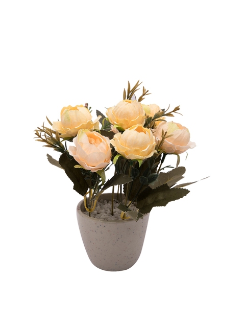 

MARKET99 Peach & Green Artificial Rose Plant with White Pot