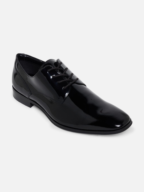 

ALDO Men Black Solid Leather Formal Derbys
