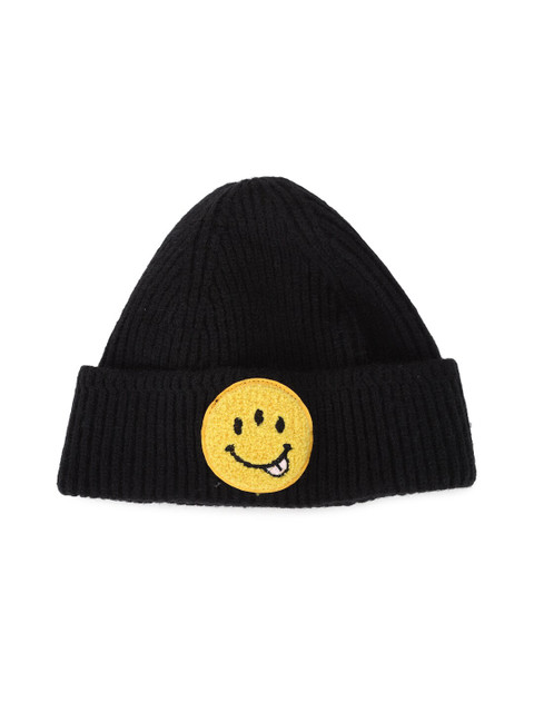 

FOREVER 21 Women Black & Yellow Textured Self Design Beanie