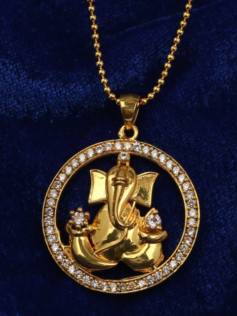 

Silgo Brass Gold-Plated Artifical Stone Ganesh Pendant