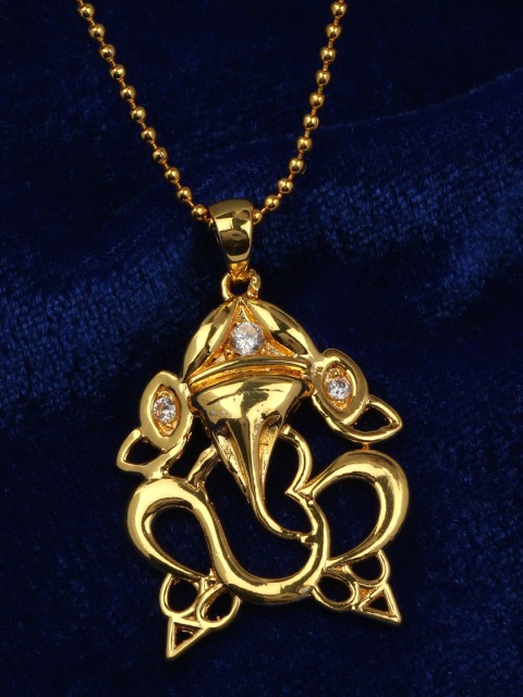 

Silgo Gold-Plated & White CZ-Studded Pendant With Chain