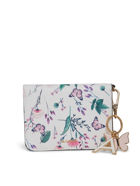 

ALDO Women White & Green Floral Printed Two Fold Wallet