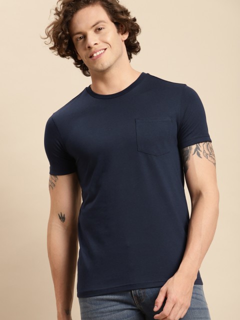 

United Colors of Benetton Men Navy Blue Pocket Detailing T-shirt