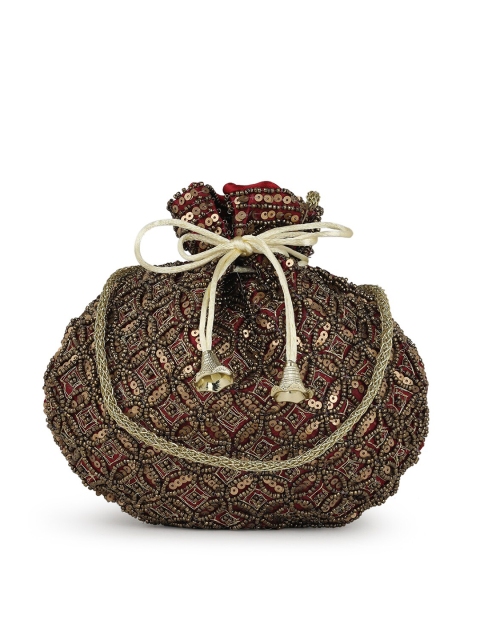 

gaura pakhi Maroon Embellished Potli Clutch