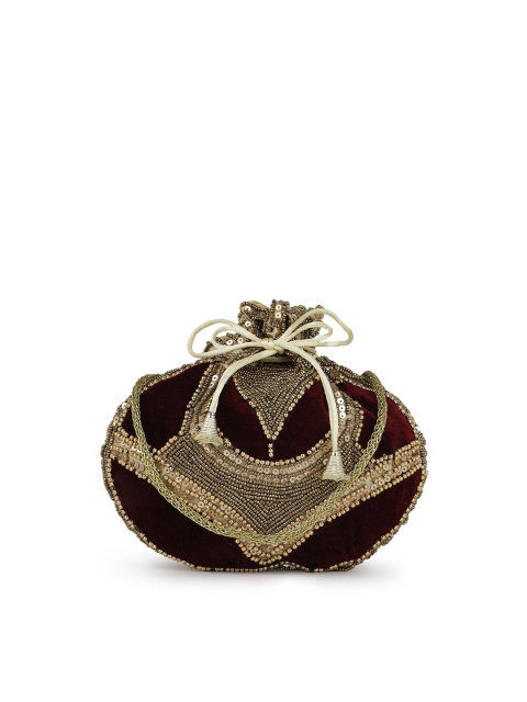 

gaura pakhi Maroon Embroidered Potli Clutch