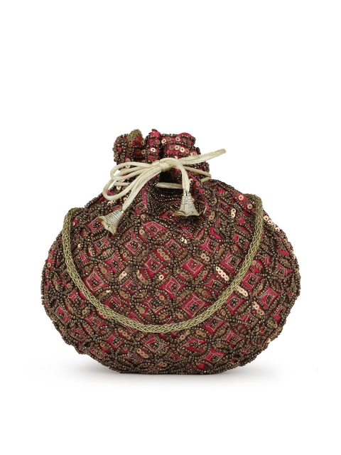 

gaura pakhi Red Embroidered Potli Clutch