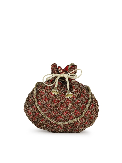 

gaura pakhi Red Embroidered Potli Clutch