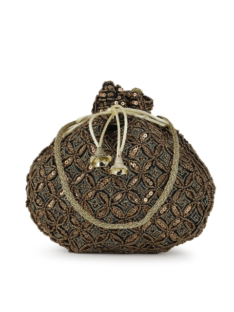 

gaura pakhi Black Embroidered Potli Clutch