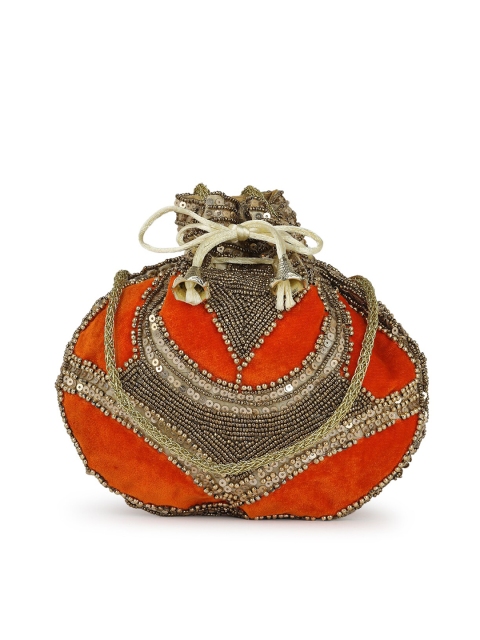 

gaura pakhi Orange Embellished Potli Clutch