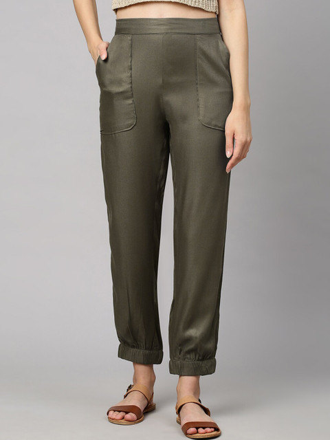 

Chemistry Women Olive Green Trousers