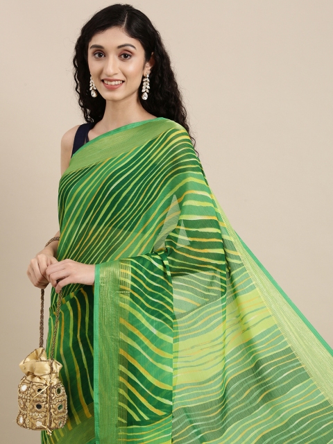 

Mitera Green & Yellow Leheriya Print Celebrity Pure Chiffon Saree