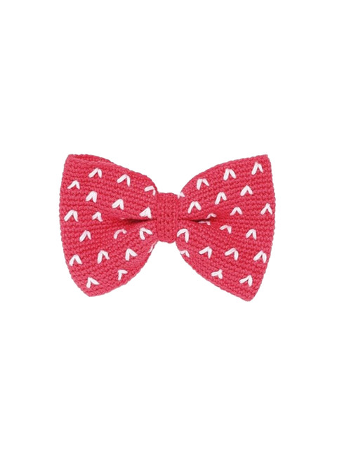 

thepawpstarco Pink Printed Crochet Cotton Dog Bow Tie