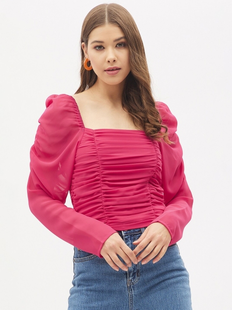 

Harpa Women Pink Solid Crop Top