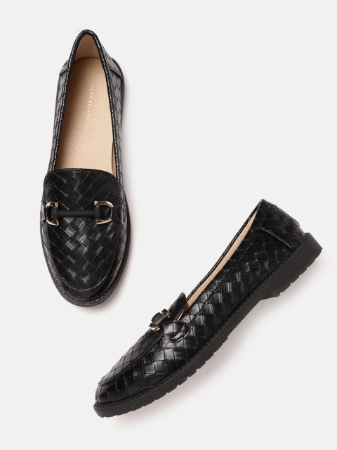 

Allen Solly Women Black Basketweave Textured Loafers