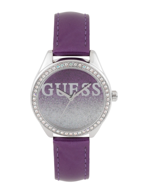 

GUESS Women Purple & Off-White Shimmer Dial Watch W0823L4