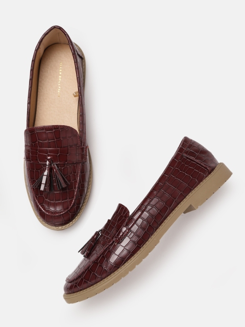 

Allen Solly Women Burgundy Croc Textured Tasseled Loafers