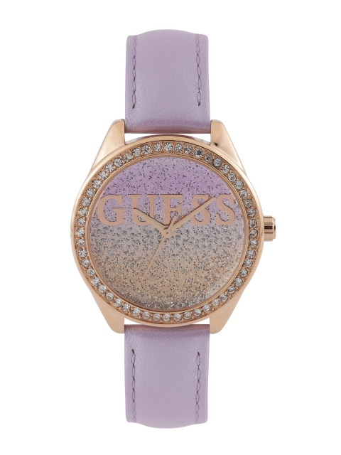 

GUESS Women Purple & Gold-Toned Shimmer Dial Watch W0823L11