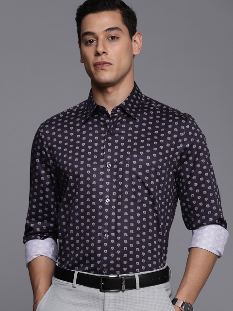 

Louis Philippe Men Purple Classic Fit Printed Formal Shirt