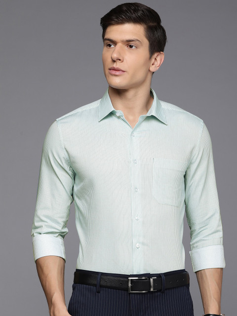 

Louis Philippe Men Blue Slim Fit Striped Pure Cotton Formal Shirt