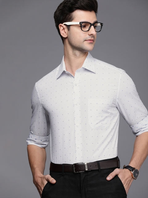 

Louis Philippe Men White Classic Micro Ditsy Printed Pure Cotton Formal Shirt