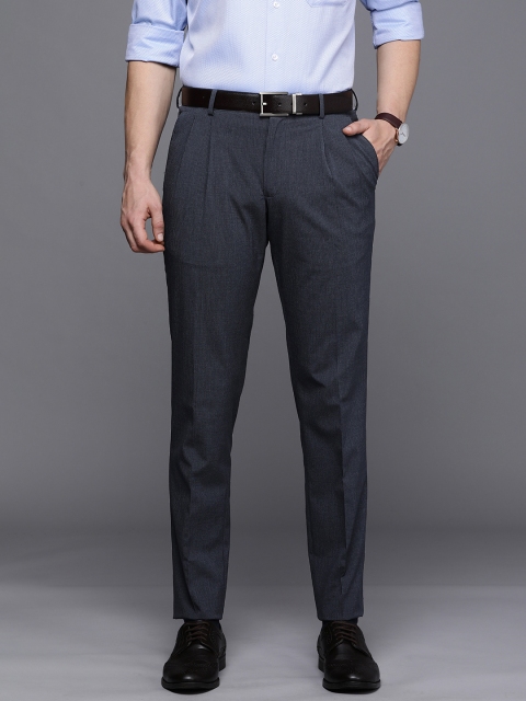 

Louis Philippe Men Navy Blue Striped Trousers