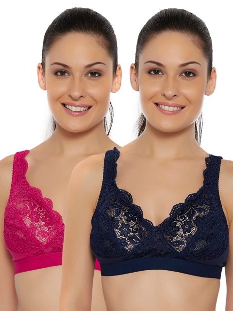 

Floret Pack of 2 Full-Coverage Lace Bras, Magenta