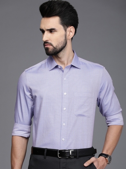 

Louis Philippe Men Blue Slim Fit Micro Checks Opaque Premium Cotton Formal Shirt