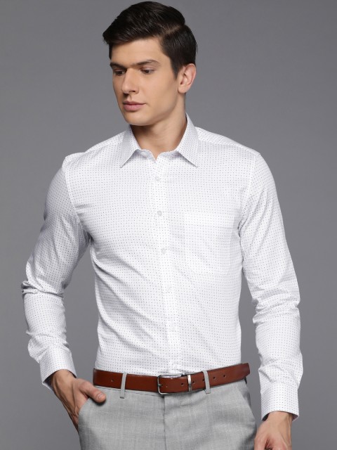 

Louis Philippe Men White Slim Fit Printed Pure Cotton Formal Shirt