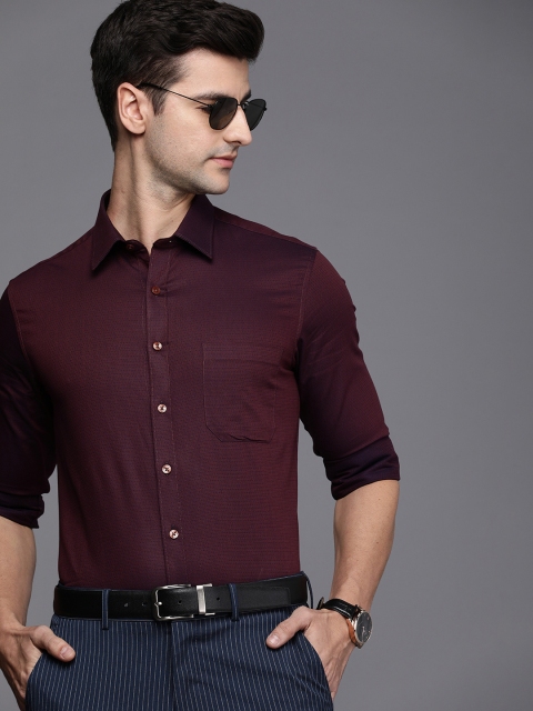

Louis Philippe Men Burgundy Slim Fit Chevron Pure Cotton Formal Shirt