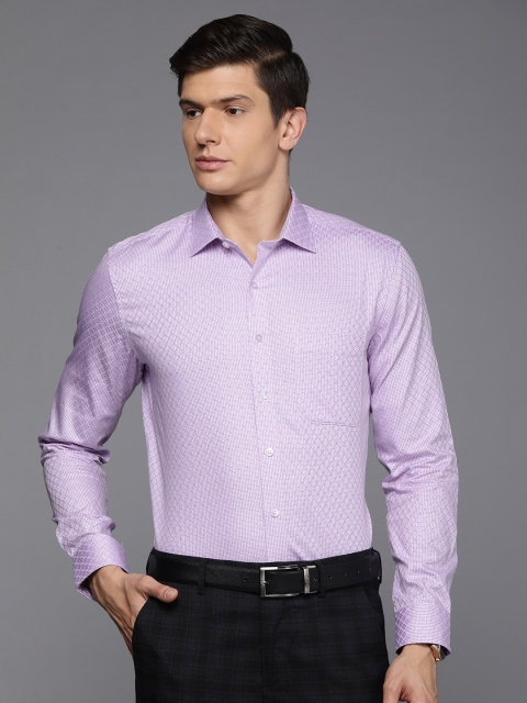 

Louis Philippe Men Lavender Slim Fit Self-Design Pure Cotton Formal Shirt