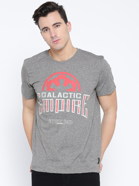 

Free Authority Men Grey Melange Star Wars Printed T-shirt