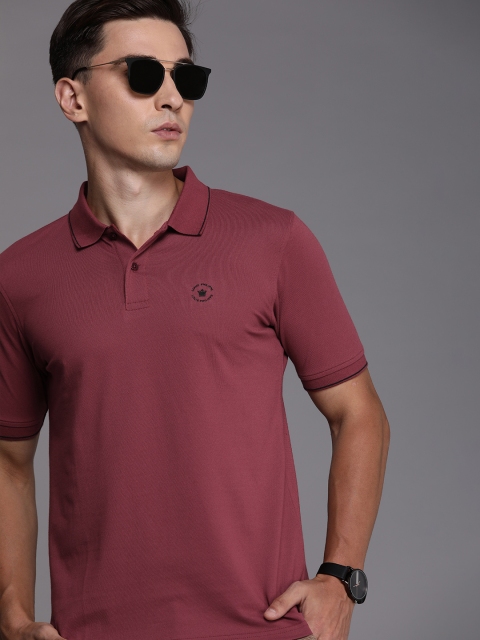 

Louis Philippe Men Mauve Solid Polo Collar Casual T-shirt
