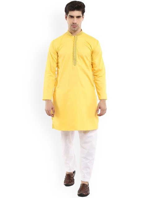 

V-Mart Men Yellow Pure Cotton Kurta with Pyjamas