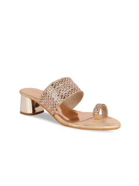 

Rocia Champagne Embellished Ethnic Comfort Sandals